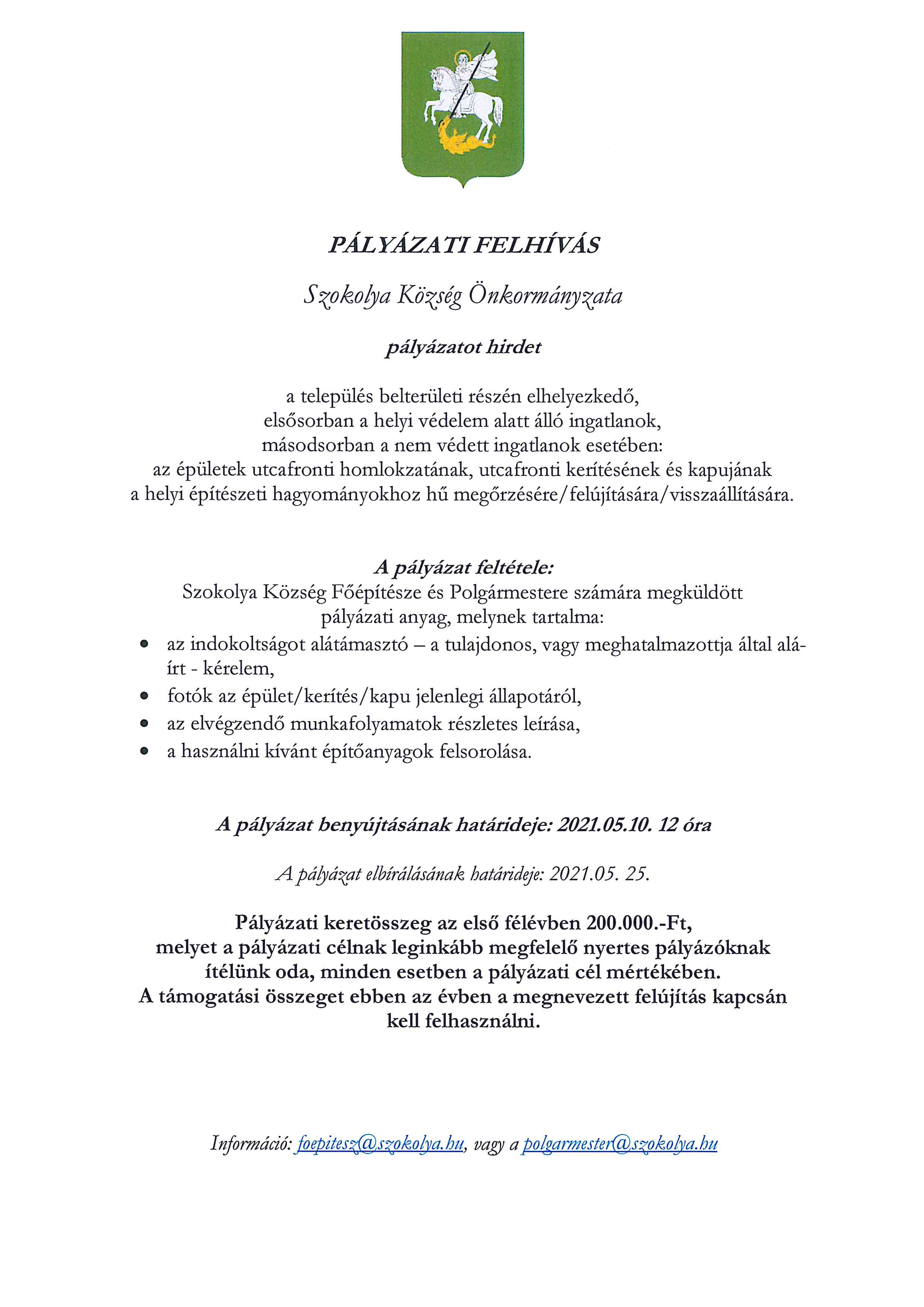 2021 i homlokzati palyazat