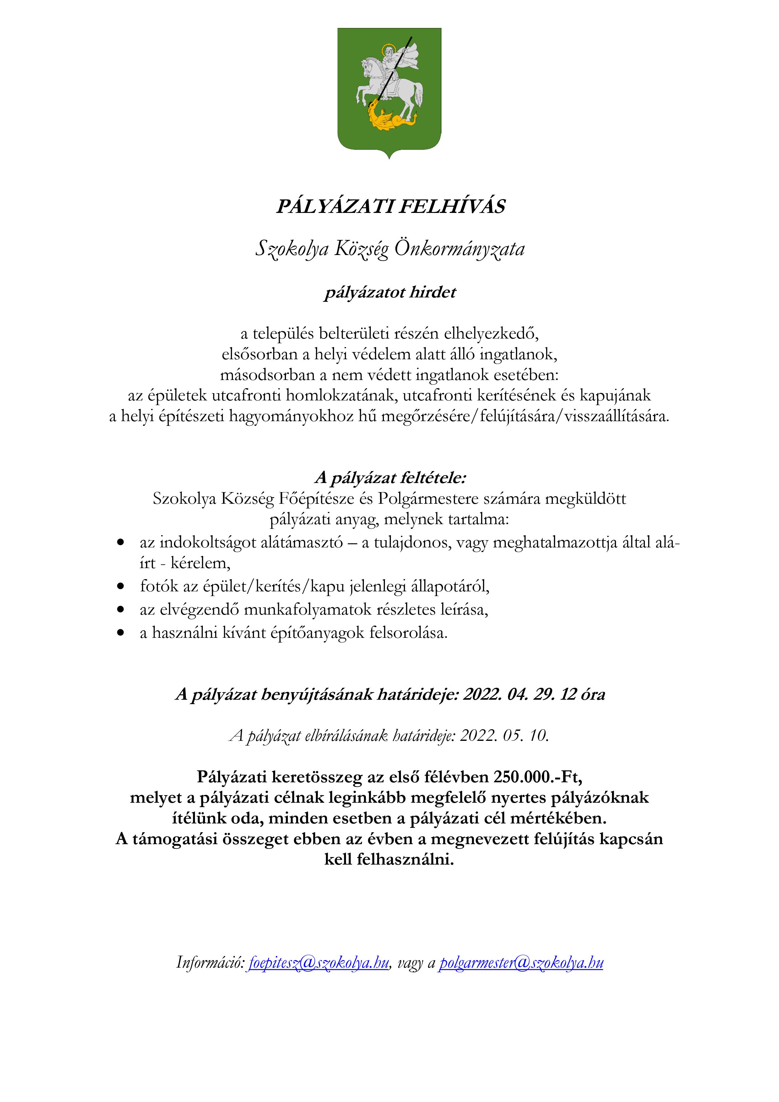 2022.i. palyazat homlokzat felujitasara