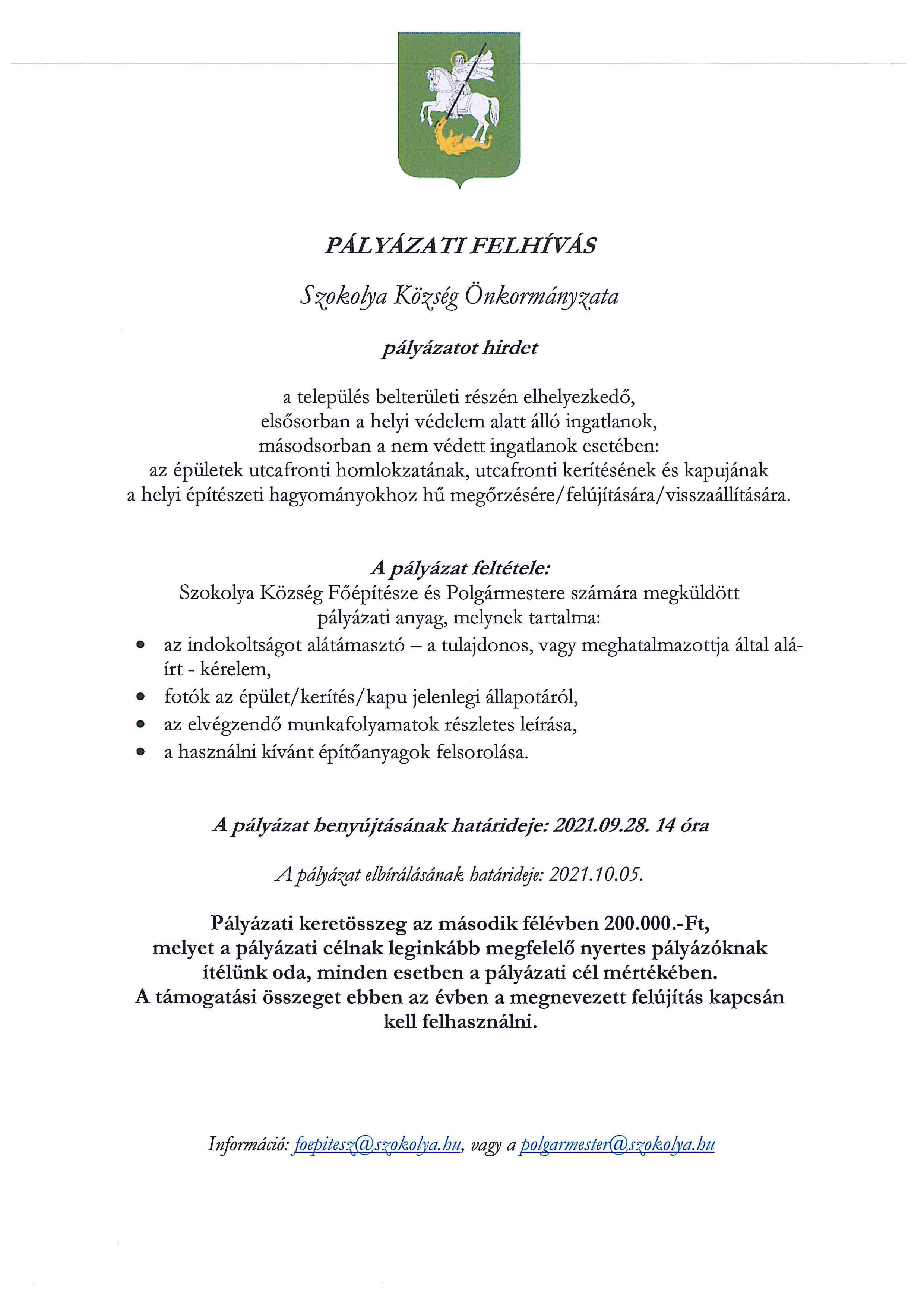 palyazat ingatlan felujitasra 2021 ii felev