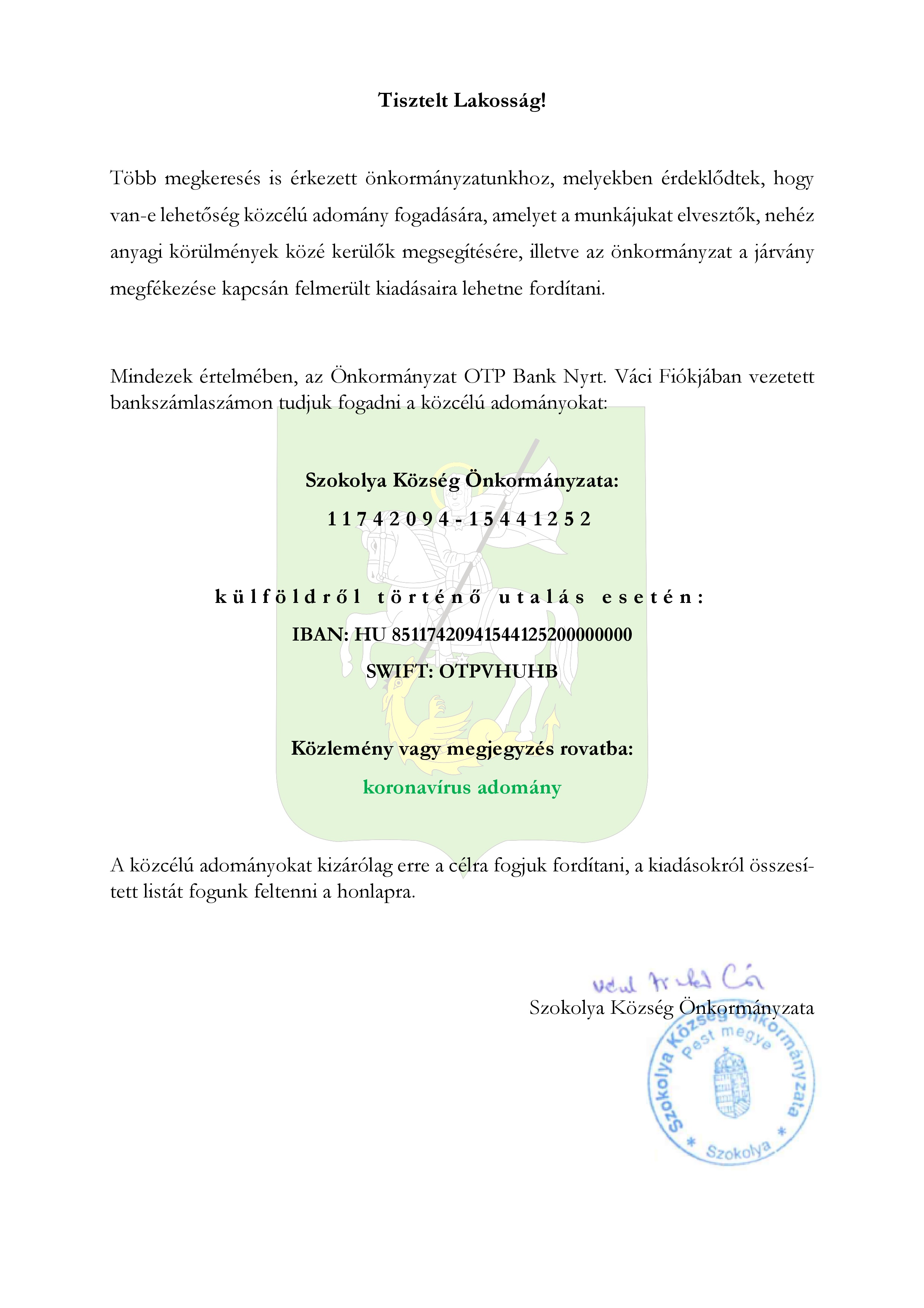 szokolya adomany gyujtes